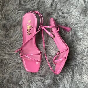 SHEIN Pink Strappy Heels with Stiletto